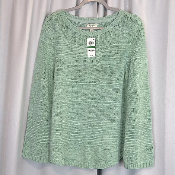 NWT Style & Co Mint Ice Mixed-Stitch Crew-Neck Sweater - Picture 2 of 6